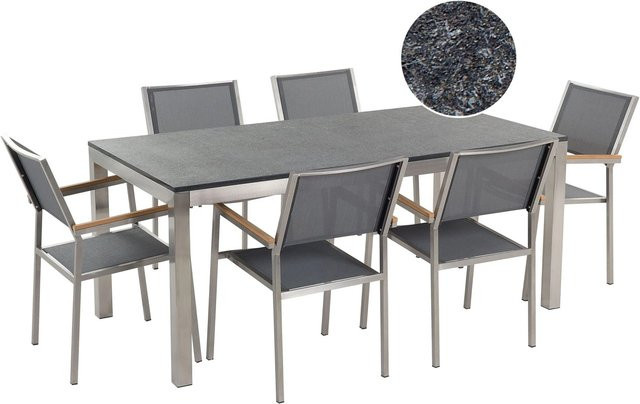 Beliani Gartentisch Set GROSSETO in Graphitgrau mit B/T/H: 180 x 90 x 87 cm - Bild 1