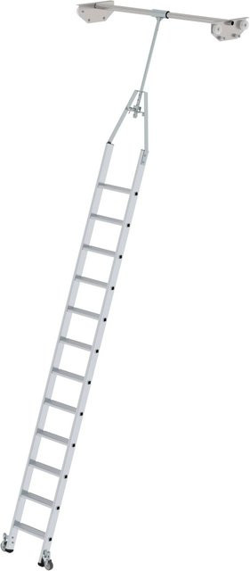 PROREGAL Drehbare Stufen Regalleiter für Doppelregale, 12 Stufen, Silber - Bild 1