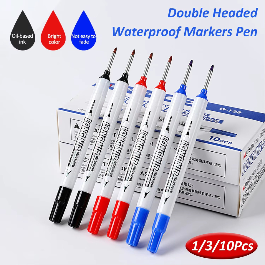 Doppelkopf Marker Stift wasserfest mit langem Kopf für Metall Glas und Holz in Schwarz und Multicolour - Bild 2