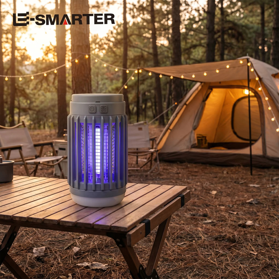 ESMARTER Solar-Mückenkiller-Lampe, wiederaufladbare elektrische Fliegenfalle in Grau für Outdoor, Camping und Zuhause - Bild 3