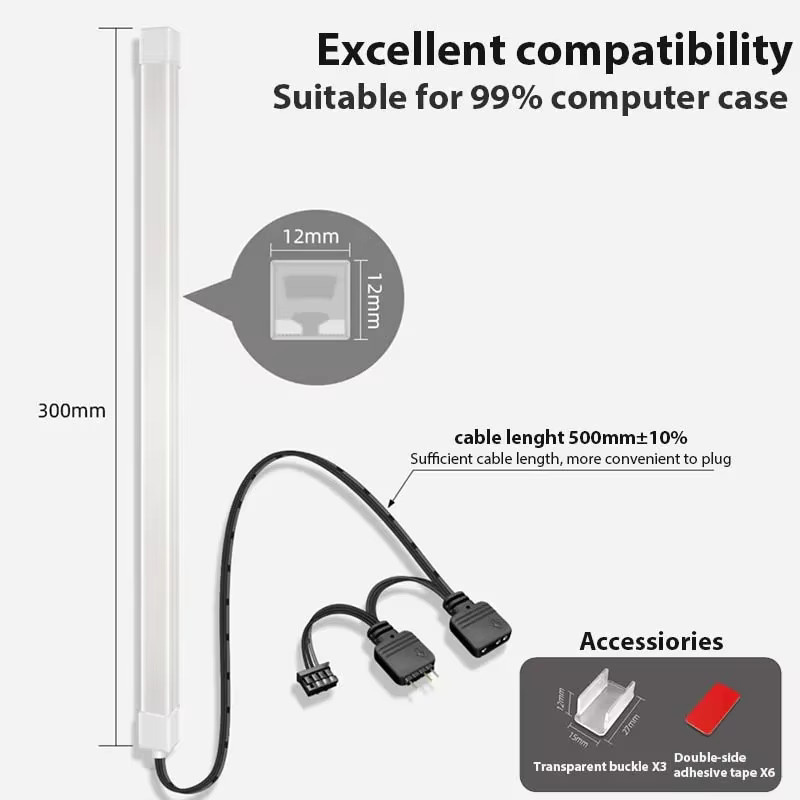 COOLMOON ARGB LED Lichtleiste Silikon Neonstreifen für PC Gehäuse DIY Dekoration, Länge: 30 cm - Bild 2
