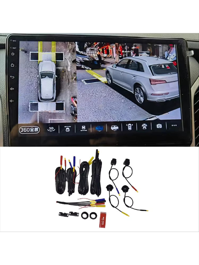 AAAL 360 Fahrzeugkamera mit Panorama-Surround-Ansicht in Full HD 1080P und AHD für Android-Autoradios, Schwarz - Bild 6