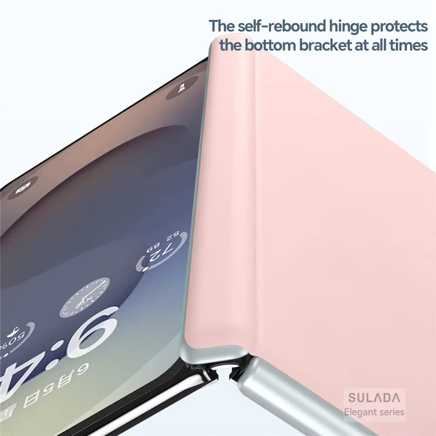 Premium Schutzhülle aus flüssigem Leder für Samsung Galaxy Z Fold 7 mit Scharnierschutz und magnetischer Aufladung in Schwarz oder Pink - Bild 3