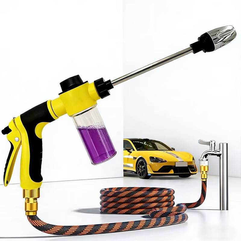 FLOWERS SPRAL Ausziehbarer Magischer Schlauch mit Sprühpistole für die Autowäsche und Gartenbewässerung in Schwarz, Orange und Multicolour - Bild 5