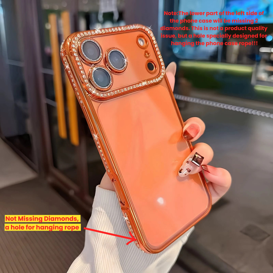 NMEGOU Glitzer-Diamant Klarsichthülle für iPhone 17 Air 16 15 14 13 12 11 Pro Max Plus mit stoßfester Glasfolie in Transparent und Schwarz - Bild 3