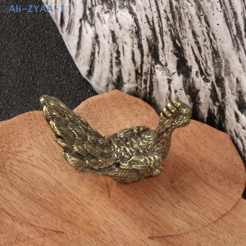 JETTING Vintage Pfau Statue aus Messing in Gold als antikes Desktop Ornament und Miniatur-Dekoration - Bild 4