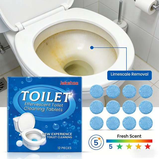 JAKEHOE Toilettenreinigungs-Brausetabletten zur schnellen Entfernung von Urinflecken, Schmutz und Gerüchen in Blau - Bild 1