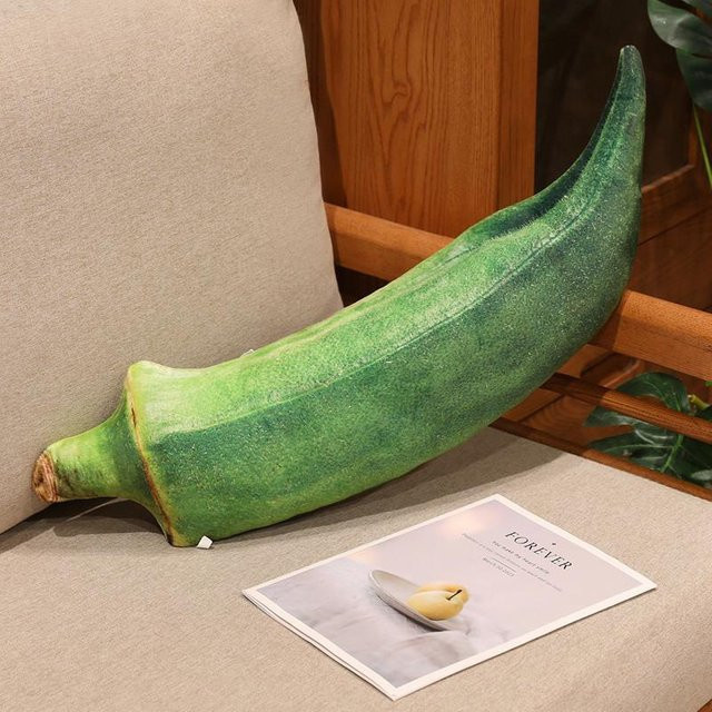 Yiran Health & Beauty Plüsch-Sitzkissen in Gemüse-Optik, Okra Gurke, Grün - Bild 1