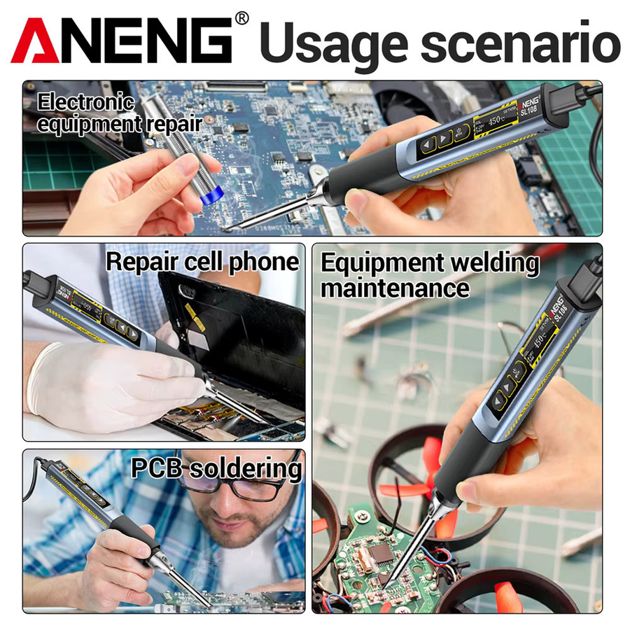 ANENG SL108 Digitales Elektrisches Lötkolben-Set 96W in Silber mit einstellbarer Temperatur 100-450°C - Bild 2