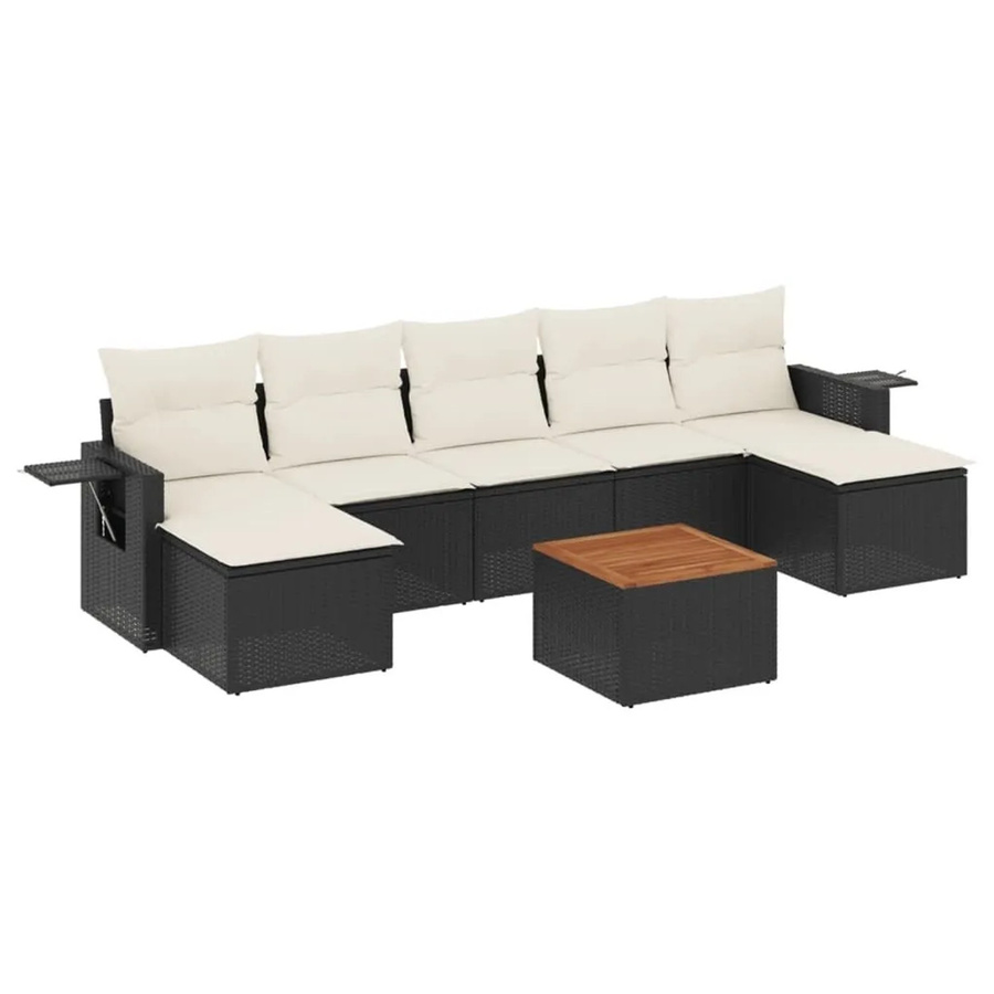 vidaXL 8-teilige Garten-Sofagarnitur aus Polyrattan in Schwarz mit Kissen und Metallgestell - Bild 2