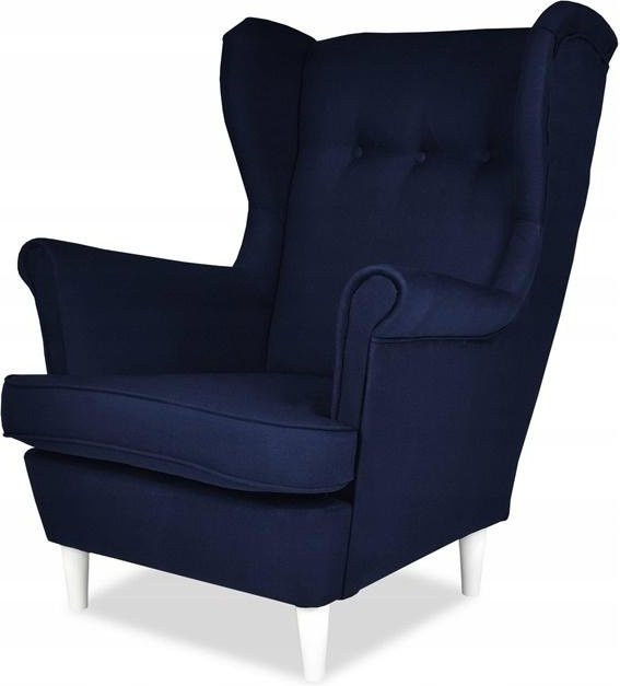 Sessel ARI von Family Meble im skandinavischen Design, dunkelblau Jeans-Stoff mit Buchenholz - Bild 1