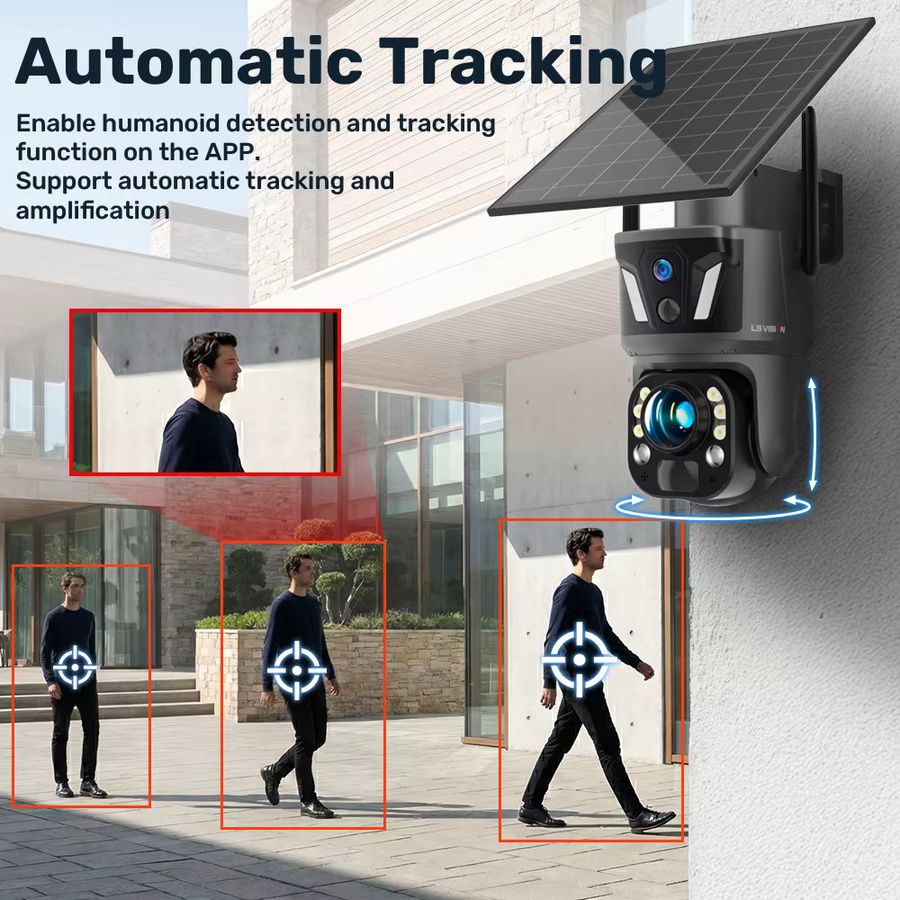 LS VISION 99X Solar-Kamera für Außenbereich mit 4G und WiFi, PTZ CCTV-Kamera mit optischem Zoom, Dual-Bildschirm, Dual-PIR-Erkennung und Auto-Tracking in Schwarz - Bild 5