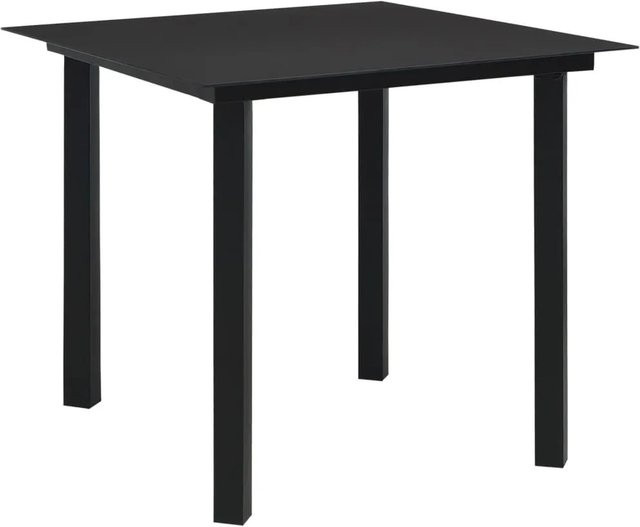 Furnicato Gartentisch Schwarz mit Glastischplatte aus pulverbeschichtetem Stahl, B/T/H: 80 x 80 x 74 cm - Bild 1