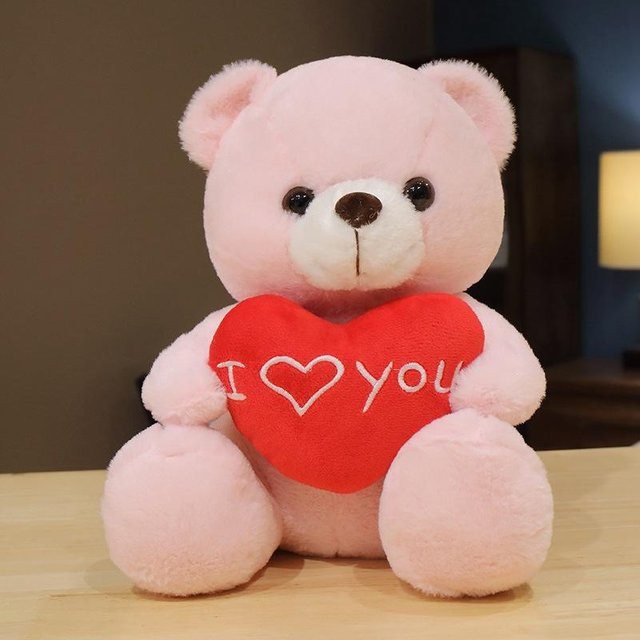 Niedlicher umarmender Bär, Teddybär Puppe, Plüschtier, rosa - Bild 1