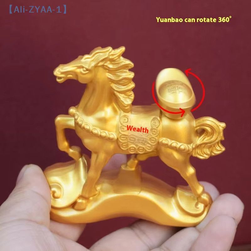 JETTING Rotierende Pferde-Statue in Gold als Symbol für Reichtum und Dekoration für das Pferdejahr 2026 - Bild 3