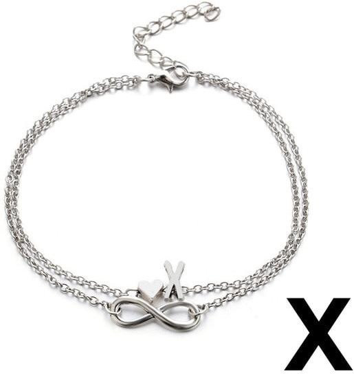 YIRAN Jewelry Fußkettchen, Silber, Initiale Herz Unendlichkeit, Damen - Bild 1