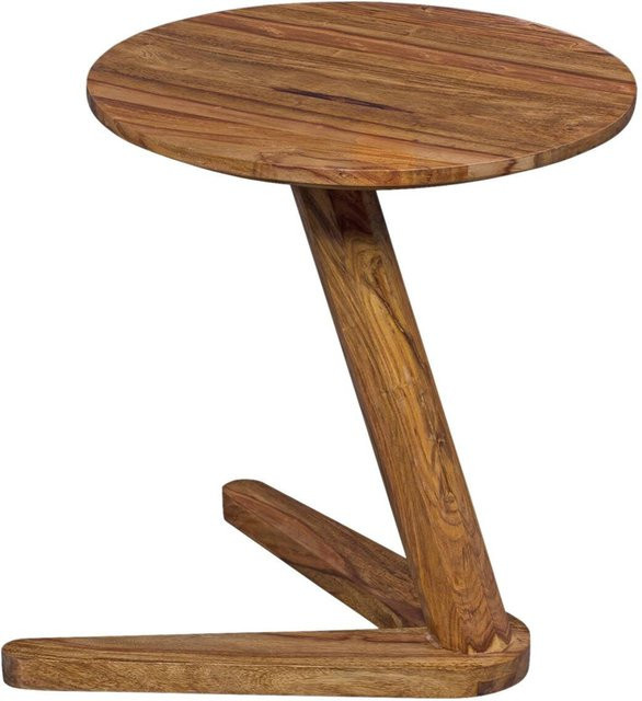 Wohnling Beistelltisch aus Sheesham-Holz in Rosenholz, rund, matt, B/T/H: 45 x 45 x 50 cm - Bild 1