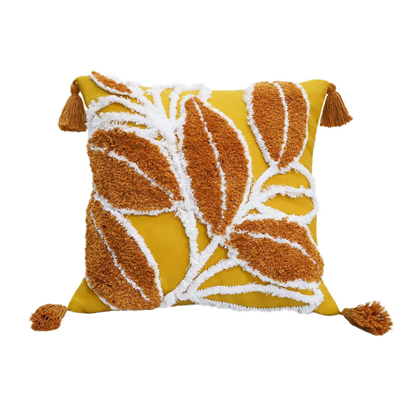 CANIRICA Kissenbezug Boho Floral mit Quaste in Gelb, B/H: 45 x 45 cm - Bild 3