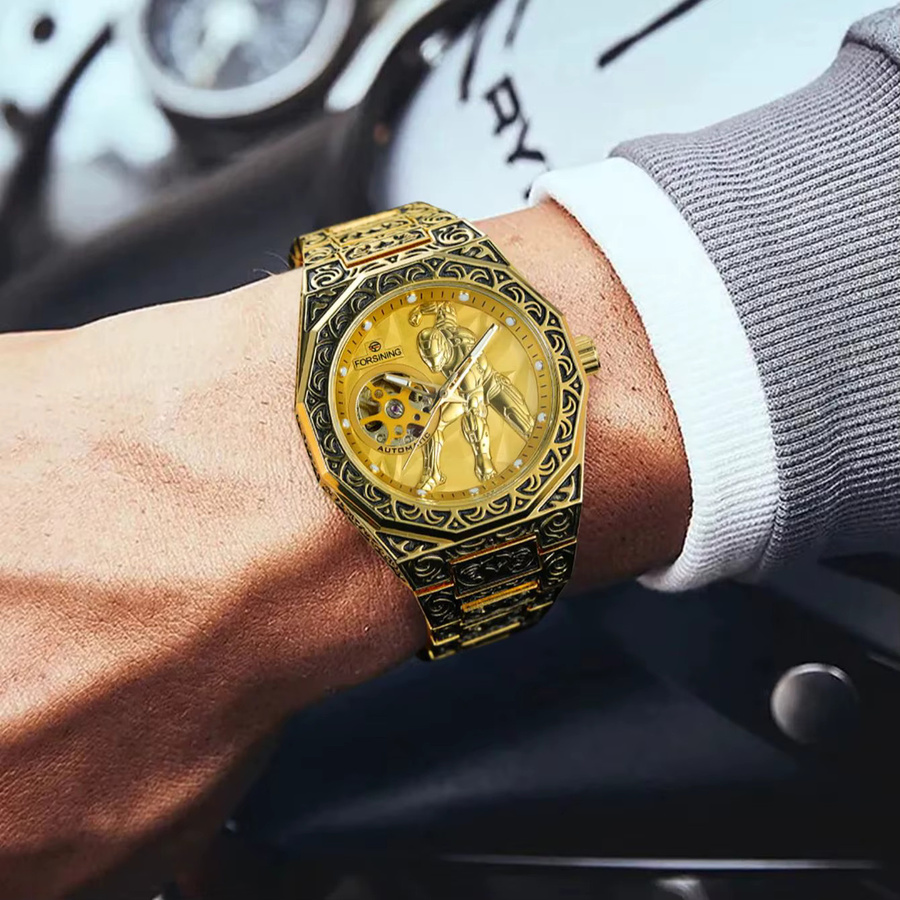 Forsining Armbanduhr, Automatik, Edelstahl, Gold, Herren - Bild 4