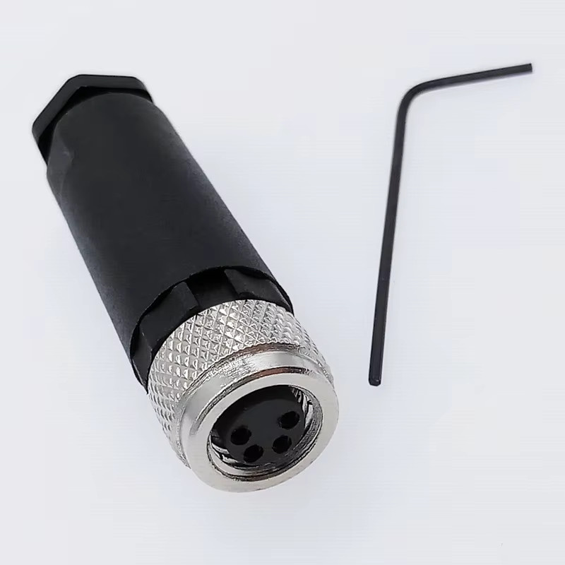 CNMAWAY M8 Sensorstecker Set mit Stecker und Buchse, wasserdicht, 3/4-polig, gerader Winkel, schwarze Flanschbuchse zur Rückmontage - Bild 2