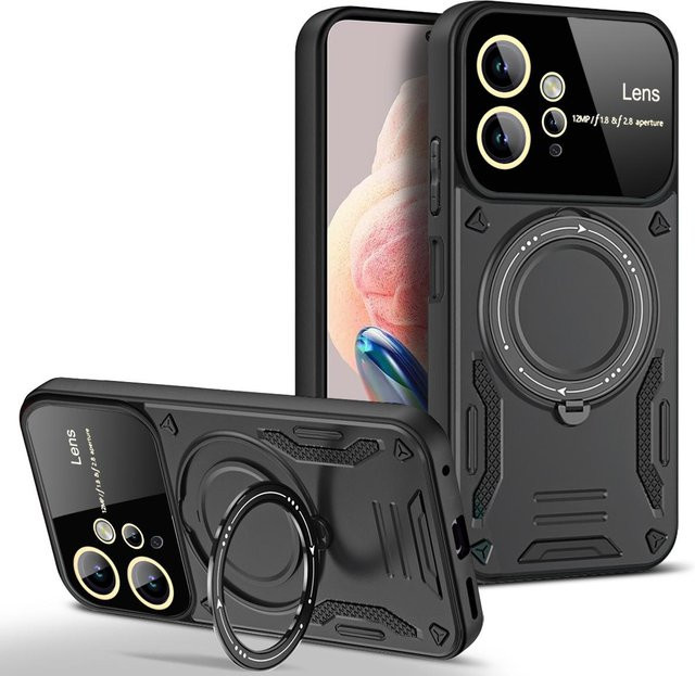 Xiaomi Redmi Note 12 4G Schutzhülle mit magnetischer Ringpanzerung und MagSafe-Kompatibilität in Schwarz - Bild 1