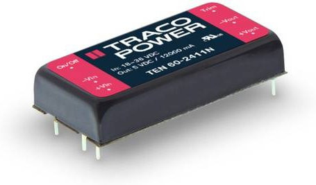 TracoPower TEN 60-2413N DC/DC-Wandler, Print, Schwarz, 24 V/DC auf 15 V/DC, 4A, 60W, 1 Ausgang - Bild 1