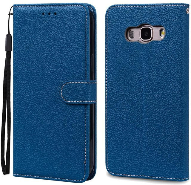 Samsung Galaxy J7 2016 J710 J710F Leder Flip Case Brieftasche Navy Blau - Bild 1