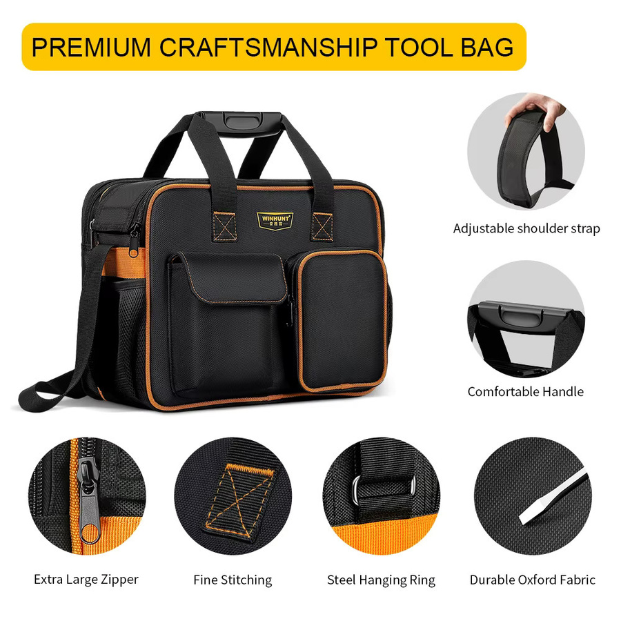 Multifunktionale Elektriker-Werkzeugtasche von WINHUNT in Gelb-Schwarz mit großer Kapazität - Bild 2