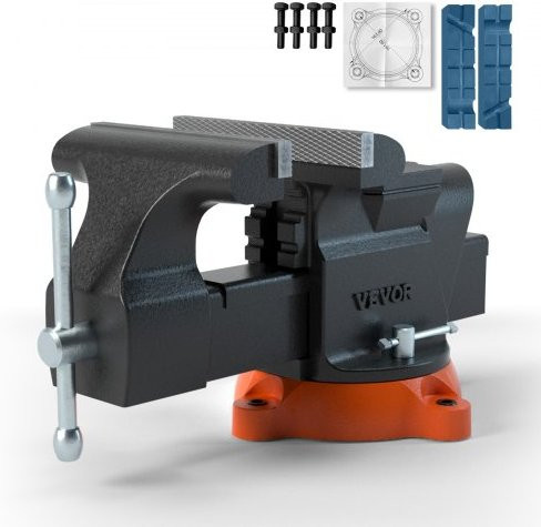 VEVOR Schraubstock aus Sphäroguss in Schwarz mit 360 Grad drehbarer Basis, Amboss und 15,2 cm Backenbreite - Bild 1