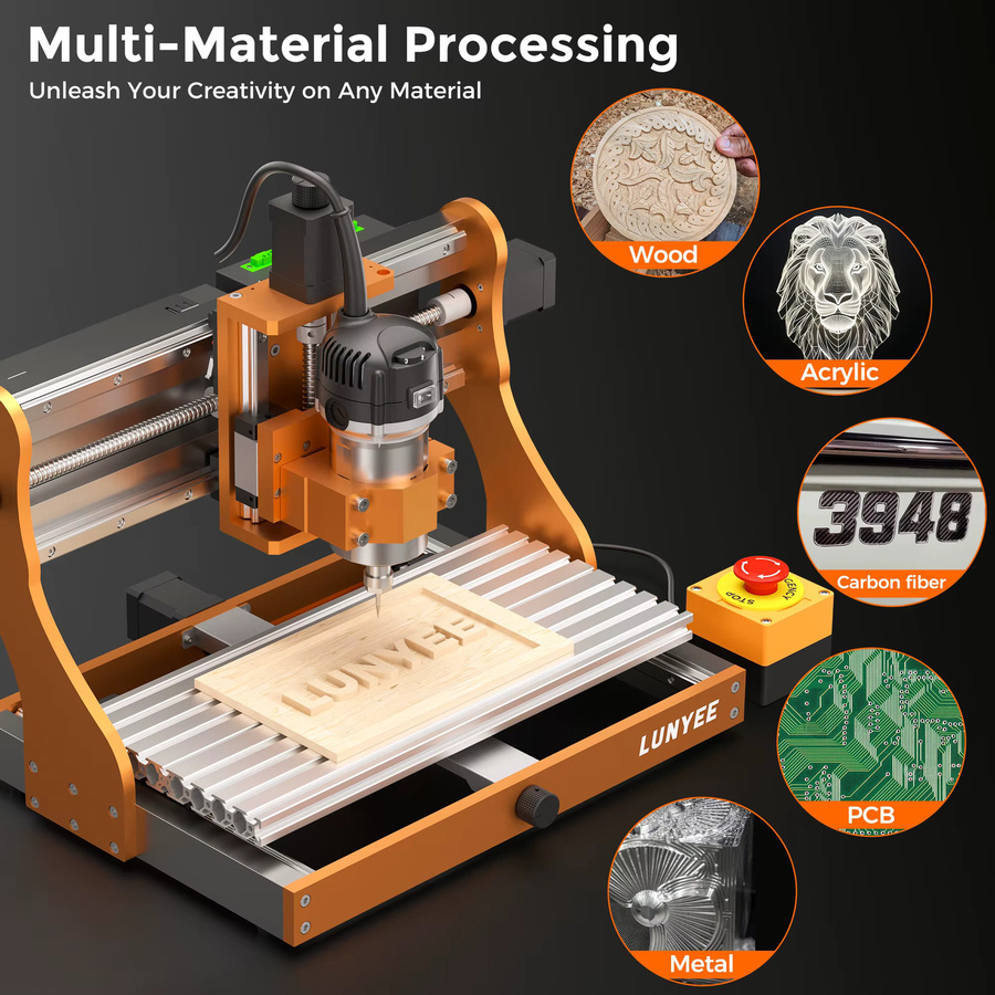 LUNYEE 3020 Nova CNC-Fräsmaschine 710W GRBL Desktop-Lasergraviergerät zum Schneiden und Gravieren von Hardware B/T/H: 38,3 x 39,2 x 38,3 cm - Bild 8