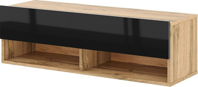 TV-Lowboard Derby 100 von WIPMEB in Eiche Wotan Nachbildung, schwarz glänzend, modern, B/H/T: 100 x 32,5 x 31,5 cm - Bild 1