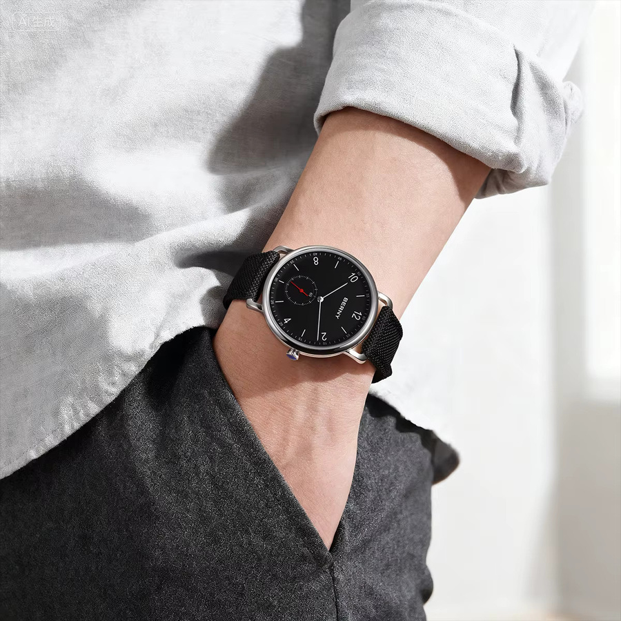 BERNY Armbanduhr Quarz, Edelstahl, Textil/NATO, Schwarz, Herren - Bild 4