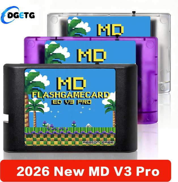 DGETG EDMD V3 Pro Memory Card mit 8 GB MicroSD für SEGA Genesis, Mega Drive und Master System in Schwarz - Bild 1