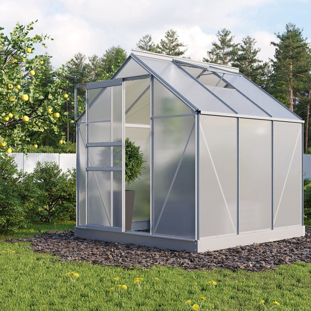 Vitavia Gewächshaus Planet 3800 mit Fundament, Aluminium Eloxiert, Silber, B: 195 cm, T: 195 cm, H: 207 cm, Polycarbonat-Platten - Bild 1