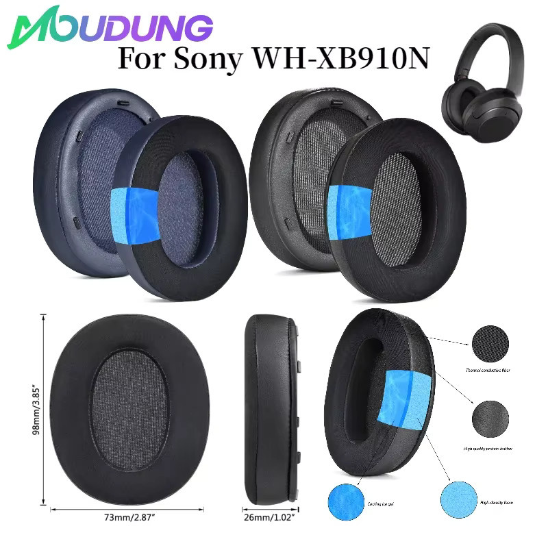 Sony Ersatz-Ohrpolster aus Proteinleder mit Memory-Schaum in Blau für WH-XB910N Kopfhörer - Bild 1