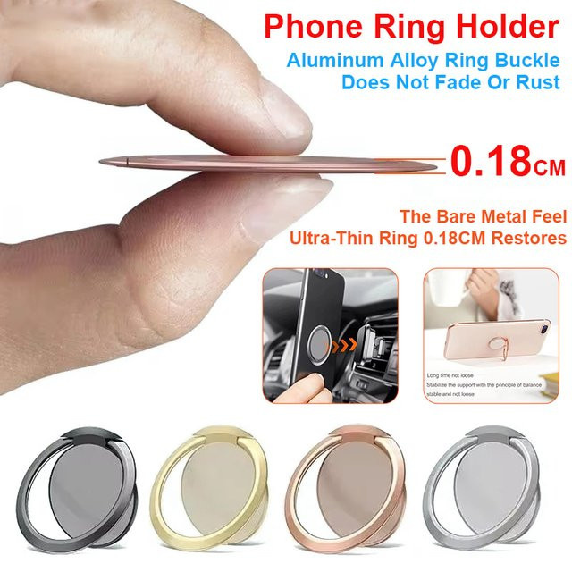 Ultradünne Luxus Metall Handy Hülle mit magnetischer Universal Auto Halterung und Finger Ring in Gold - Bild 1