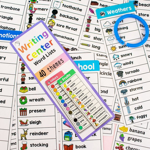 40 Themen Wortkarten Englisch Lernspielzeug und Wortkarteikarten für Schüler und Lehrer in Mehrfarbig - Bild 1
