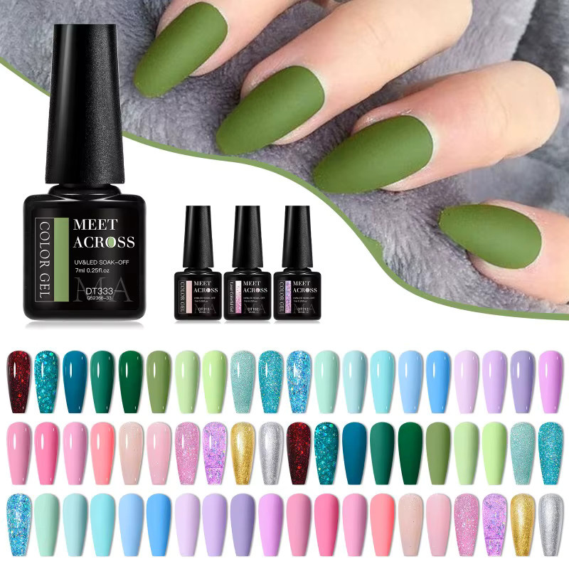 MEET ACROSS Gel-Nagellack-Set, 30-teilig, braun, rot, semi-permanent - Bild 1