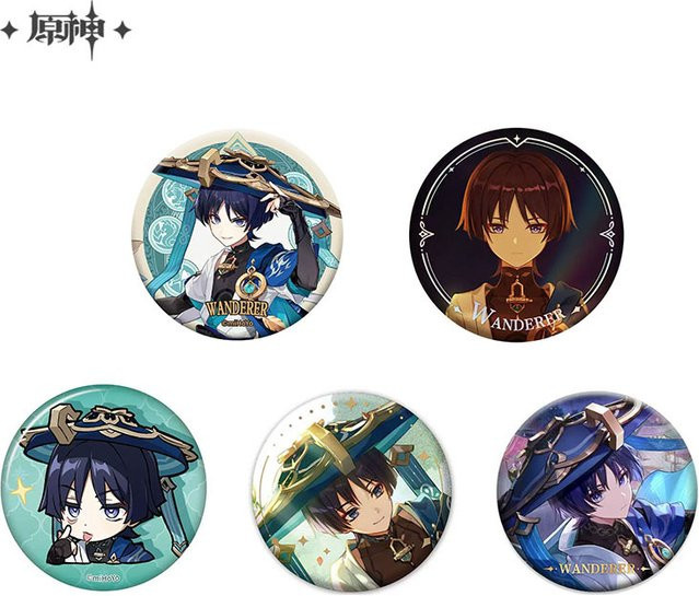 Sunsyea Genshin Impact Wanderer-Abzeichen, 5-teiliges Set - Bild 1