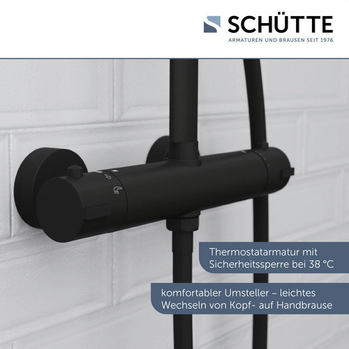 Schütte Duschset Madura Fresh mit Thermostatarmatur, Überkopfbrause und Handbrause, Schwarz matt - Bild 4
