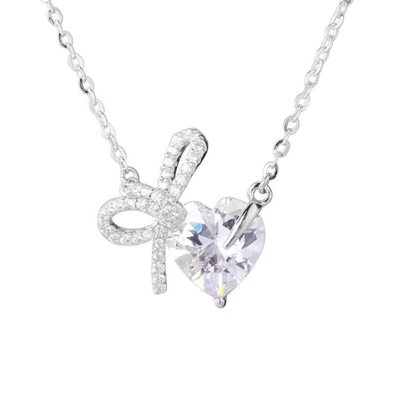 FANGSU Halskette, 925 Silber, Herz-Anhänger, Zirkonia, Damen - Bild 3