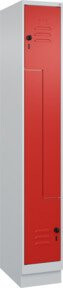 C+P Z-Spind Classic PLUS mit Sockel, 2 Fächer, grau/rot, Sicherheits-Drehriegel, H x B x T: 195 x 30 x 50 cm - Bild 1