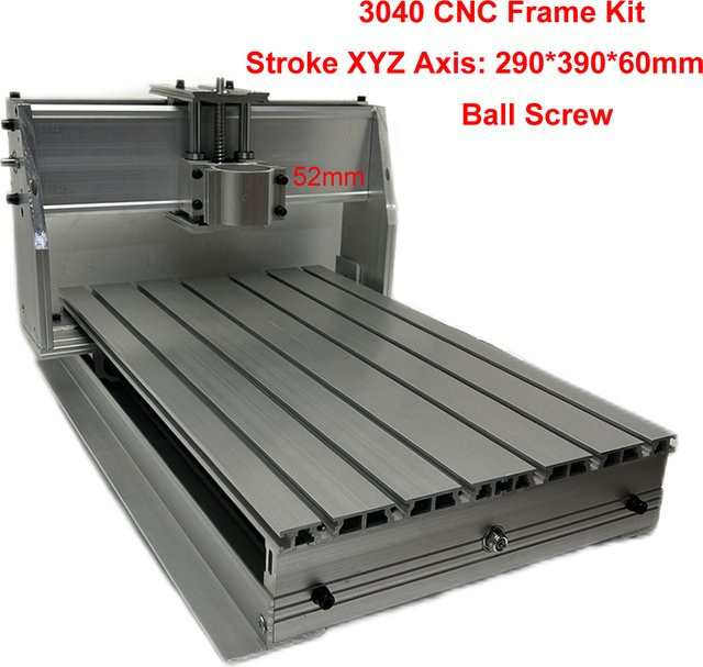 XMSJ Aluminium CNC Rahmen Kit 3040 DIY Holz Gravur Fräsmaschine mit Kugelumlaufspindel und 52 mm Spindelhalterung in Silber, B/T/H: 29,0 x 39,0 x 6,0 cm - Bild 1