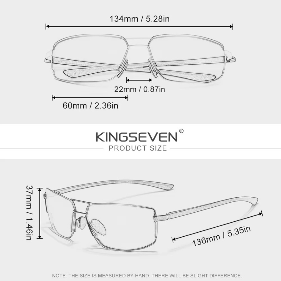 KINGSEVEN Sonnenbrille, Rechteckig, Vollrand, Metall, Schwarz, Unisex - Bild 2
