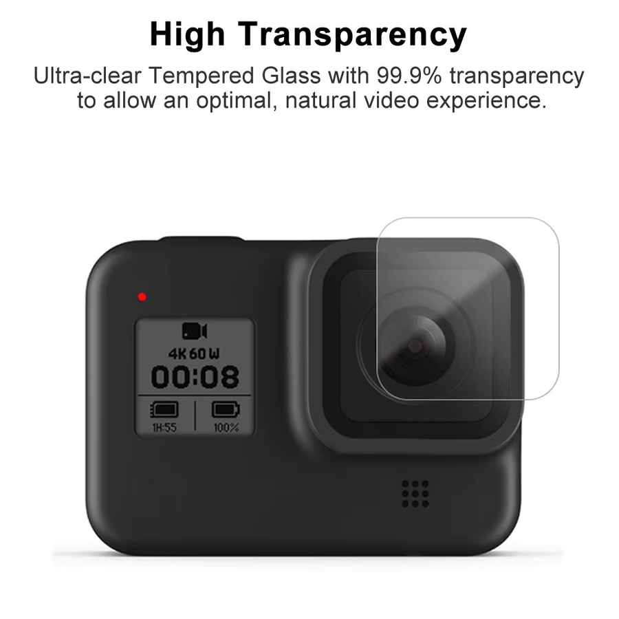 Gehärtetes Glas Display-Schutzfolie in Schwarz für GoPro Hero 8 Action Camera Zubehör - Bild 4