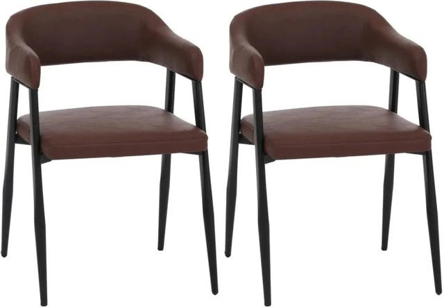 2er-Set MCW Esszimmerstühle P29 Polsterstühle aus Kunstleder in Rostrot im Industrial Retro Design - Bild 1