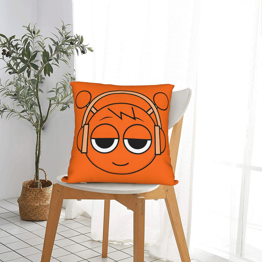 Sprunki Happy Oren Quadratischer Kissenbezug aus Polyester in Orange, B/H: 40 x 40 cm - Bild 2