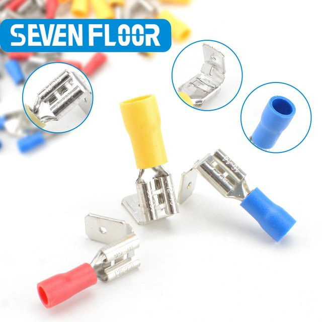 100 Stück Isolierte Piggy Back Spade Terminators Butt Connector Crimp Elektrische Anschlüsse in Rot, Blau und Gelb für 10-22AWG - Bild 1
