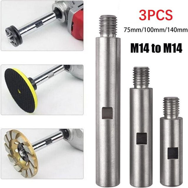VIBRATITE Winkelschleifer-Verlängerungs-Pleuelstangen M14 Set, 3 Stück, Farbe: Silber, Längen: 75 mm, 100 mm, 140 mm - Bild 1
