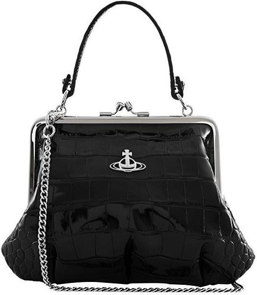 Vivienne Westwood Knödeltasche Kalbsleder, Krokodilprägung, schwarz, Damen - Bild 1
